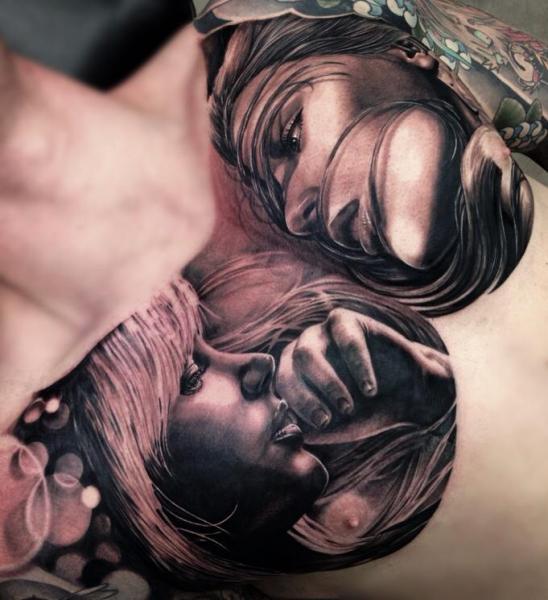 Two Girls Realistic tattoo by Drew Apicture