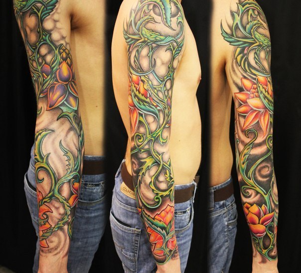 Vine Flower tattoo sleeve