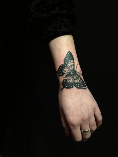 Wrist Butterfly tattoo by Hidden Moon Tattoo