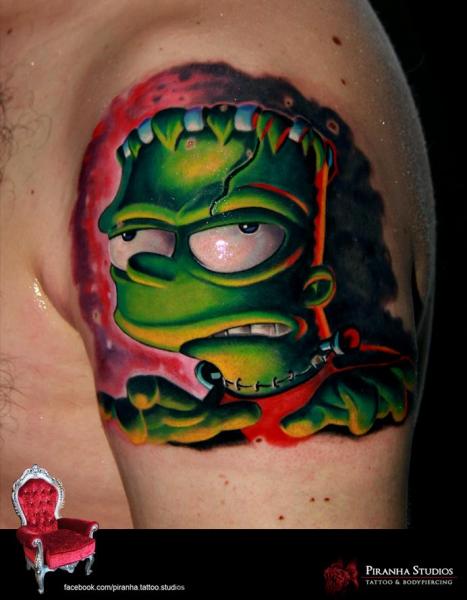 Zombie Frankenstein Bart New School tattoo