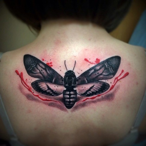 Back Moth Trash Polka tattoo