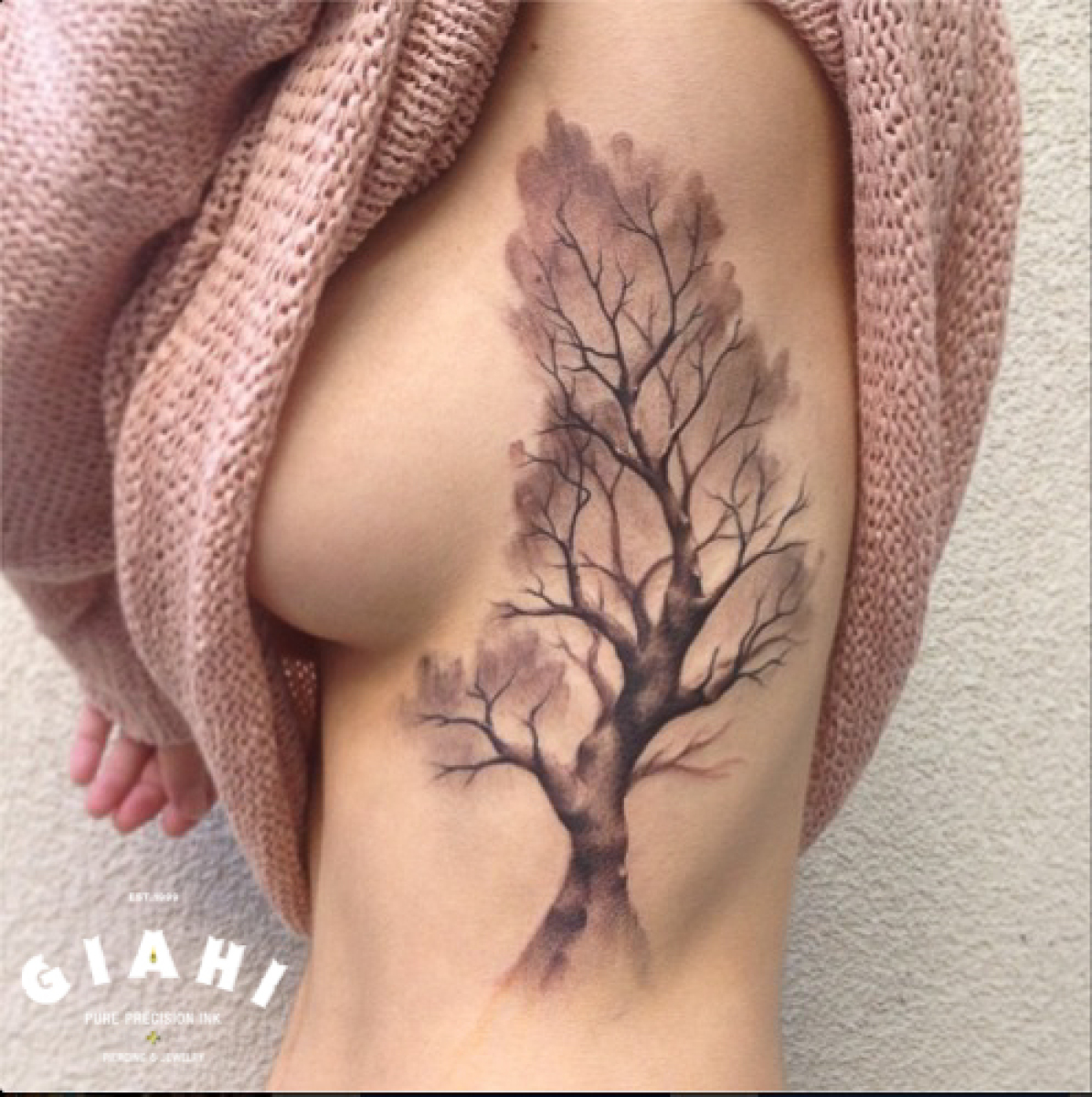 Tree tattoo on Body Side by Roony