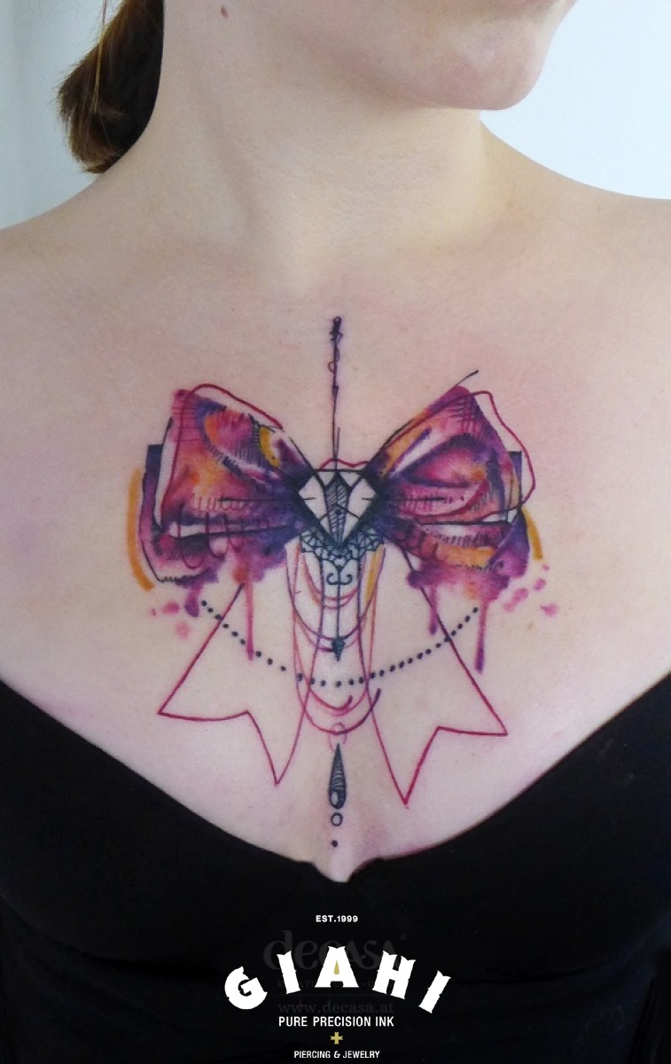 Schematic Bow Tie tattoo by Carola Deutsch