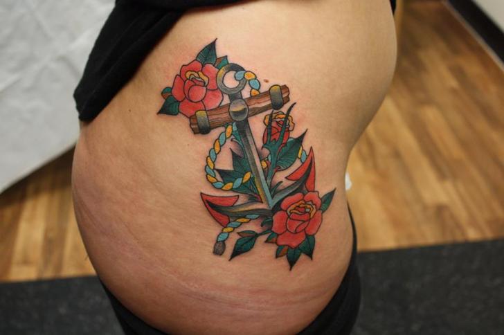 Anchor Rose Nautical tattoo by Tantrix Body Art