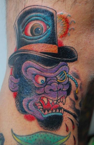 Angry British Monkey New School tattoo by Illsynapse