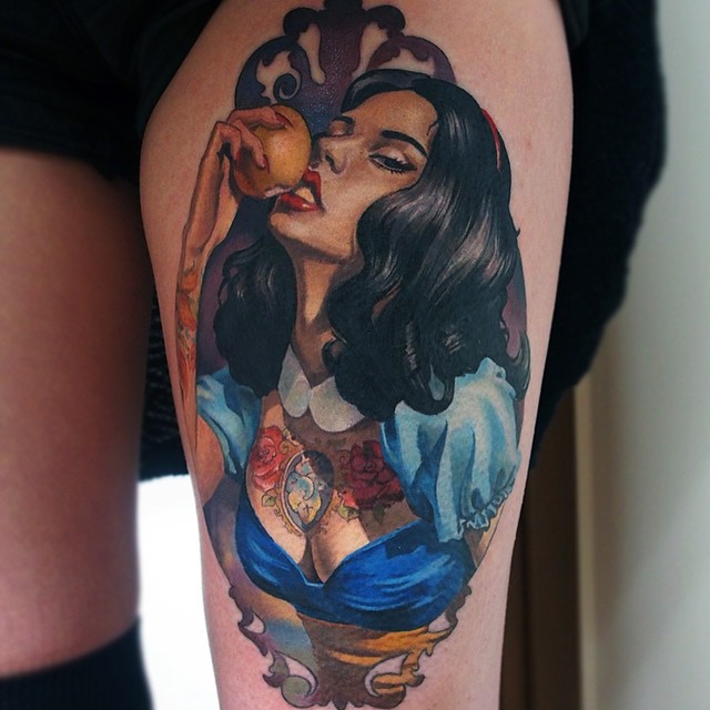 Apple Eating Sexy Gipsy Girl tattoo by Valentina Ryabova