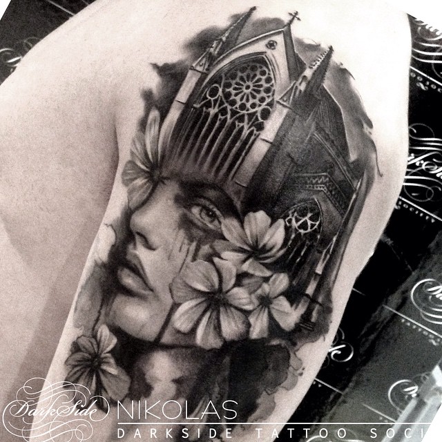 B & G Make-Up Flowed Notre Dame tattoo by Nikolas Darkside