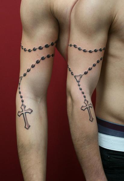 Beads Crusifix Religious tattoo by Skin Deep Art