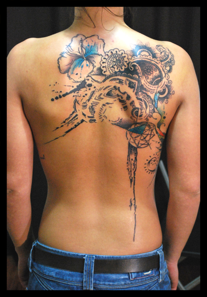 Blade Back Mehendi tattoo by Live Two