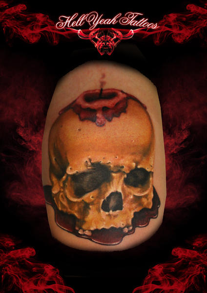 Blood Wax Candle Scull tattoo by Hellyeah Tattoos