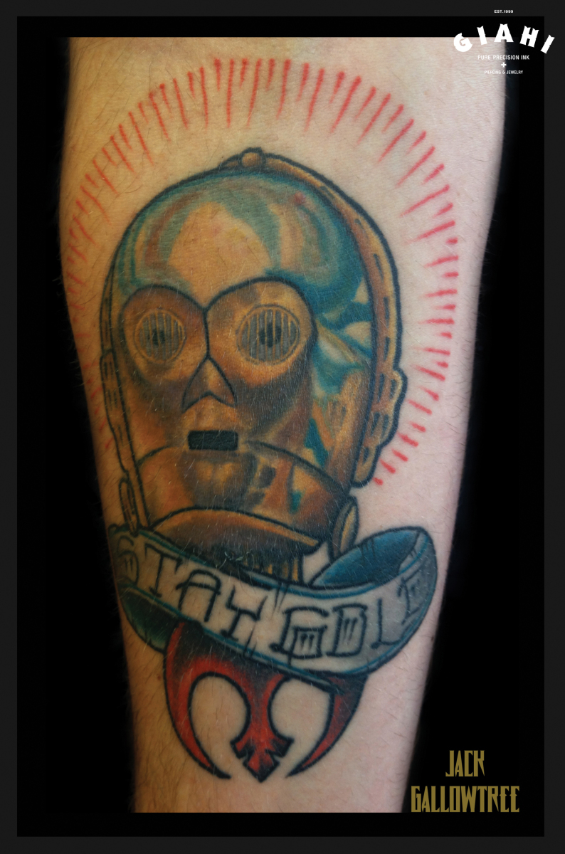 C3PO tattoo by Jack Gallowtree