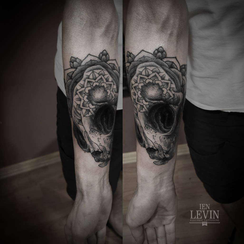 Cat Scull Mandala Dotwork tattoo by Ien Levin