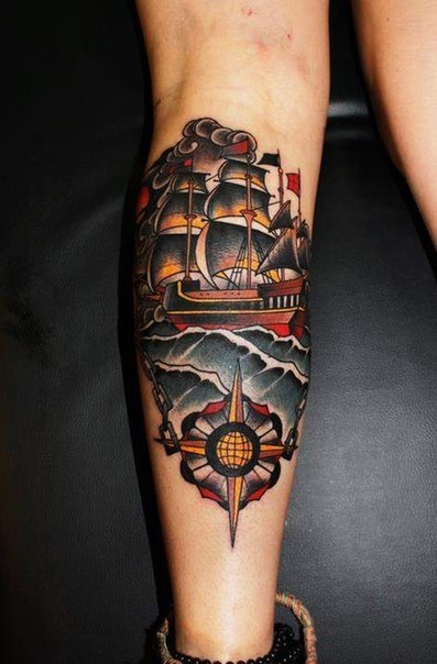 Chain Stick to Course Ship Nautical tattoo