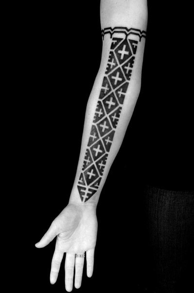 Crosses in Rhombus Blackwork tattoo on Arm