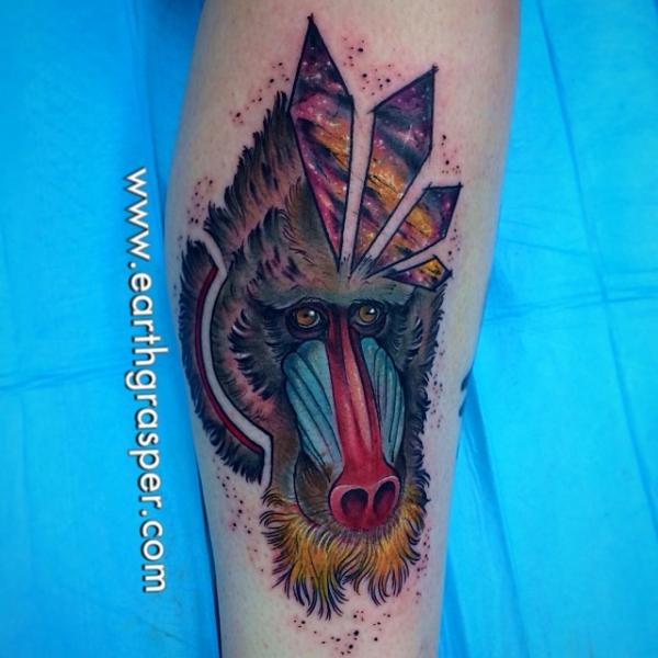 Crystal Space Babboon tattoo by Earth Gasper Tattoo