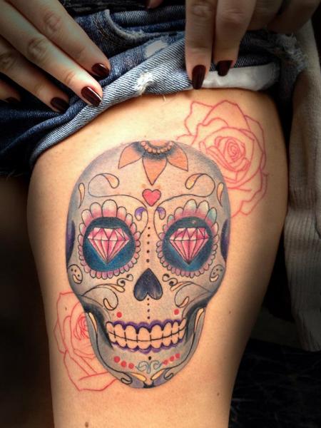 Dimond Eye Chicano Scull tattoo by Resul Odabaş