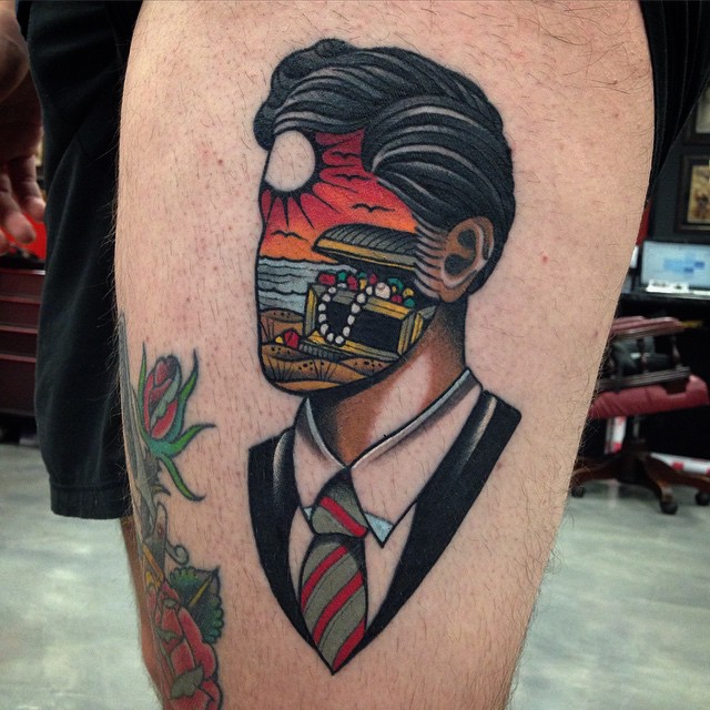 Dream of Treasure Face New School tattoo by Wa Ink Tattoo