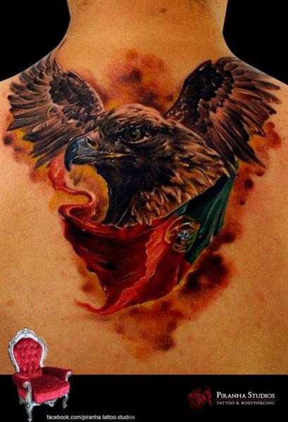 Eagle and Portugal Flag tattoo by Piranha Tattoo Supplies