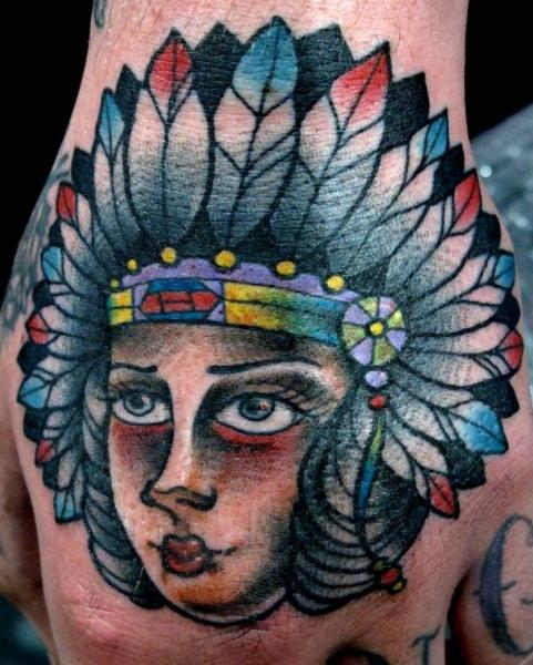 Fat Cheeks Indian Girl Old School tattoo by Nick Baldwin