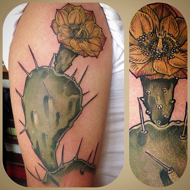 Flower Cactus tattoo by Wonderland Tattoos