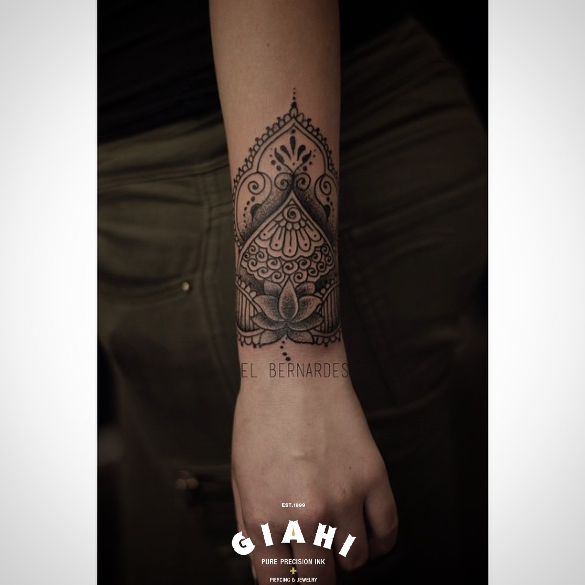 Flower Mehendi Dotwork tattoo by Elda Bernardes