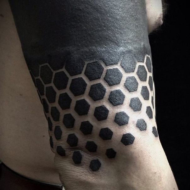 From Smaller to Bigger Hexahedrons Blackwork tattoo