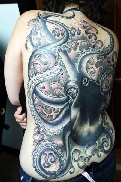 Full Back Big Octopus Nautical tattoo