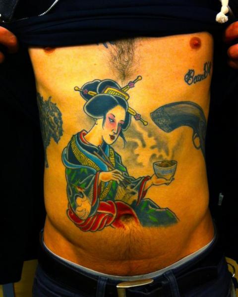 Geisha Hot Tea Japanese tattoo by Three Kings Tattoo