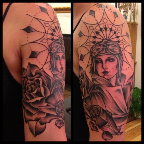 Girl Aviator tattoo by Sarah B Bolen