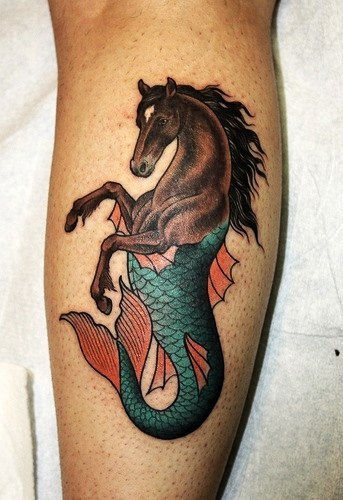 Half Horse Half Fish Mermaid Nautical tattoo