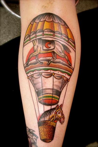 Horse Air Baloon New School tattoo by Destroy Troy Tattoos