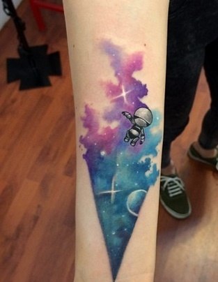 Space Kid Aquarelle tattoo by Koray Karagözler