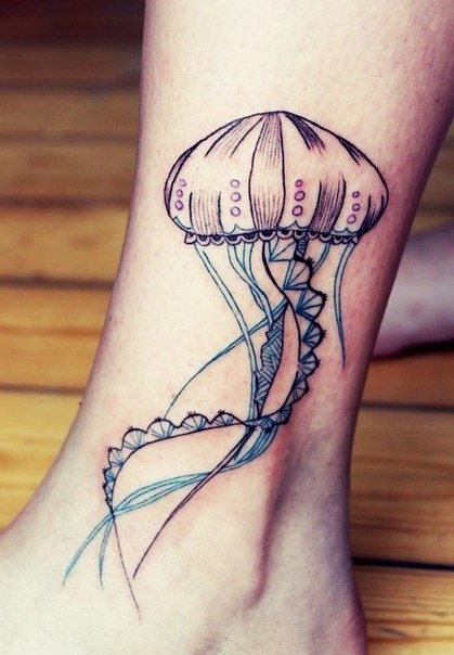 Little Jellyfish Nautical tattoo on Leg