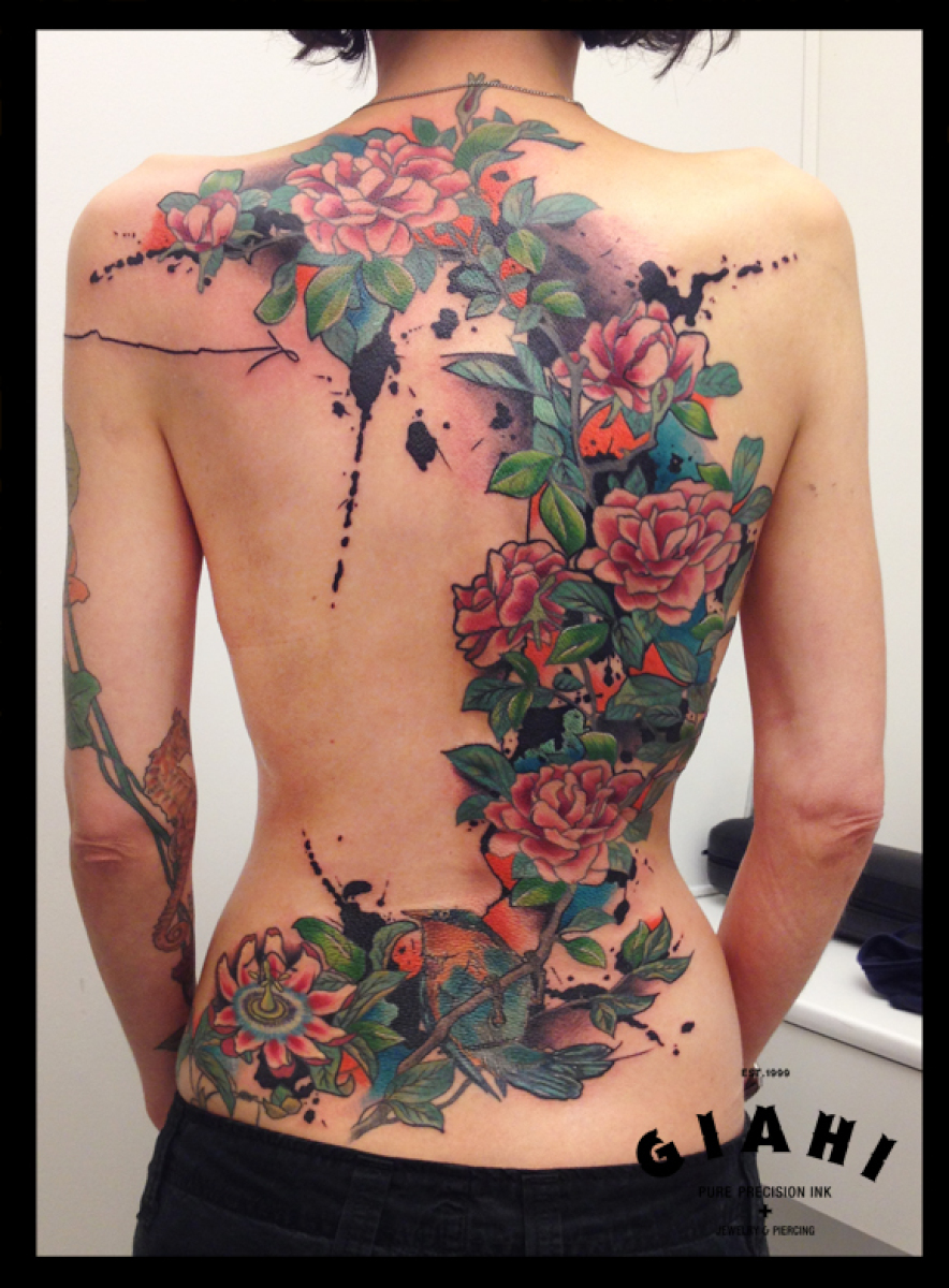 Loads of Flowers Back tattoo by Live Two