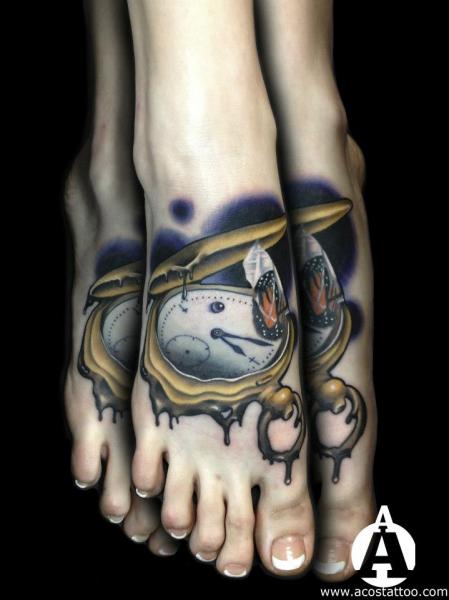 Melting Clock tattoo by Andres Acosta on Foot