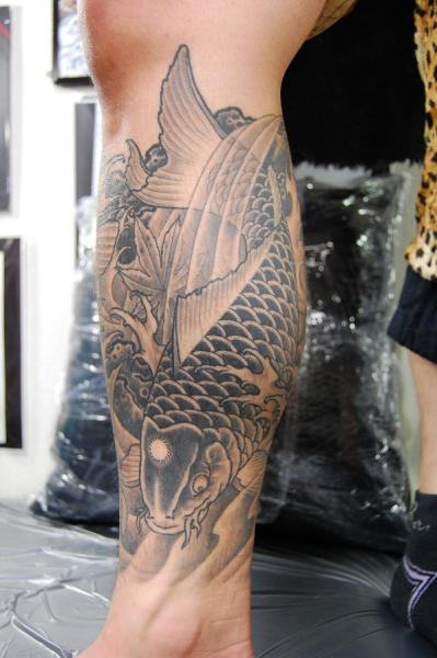 Nice Black Carp Japanese tattoo by Illsynapse