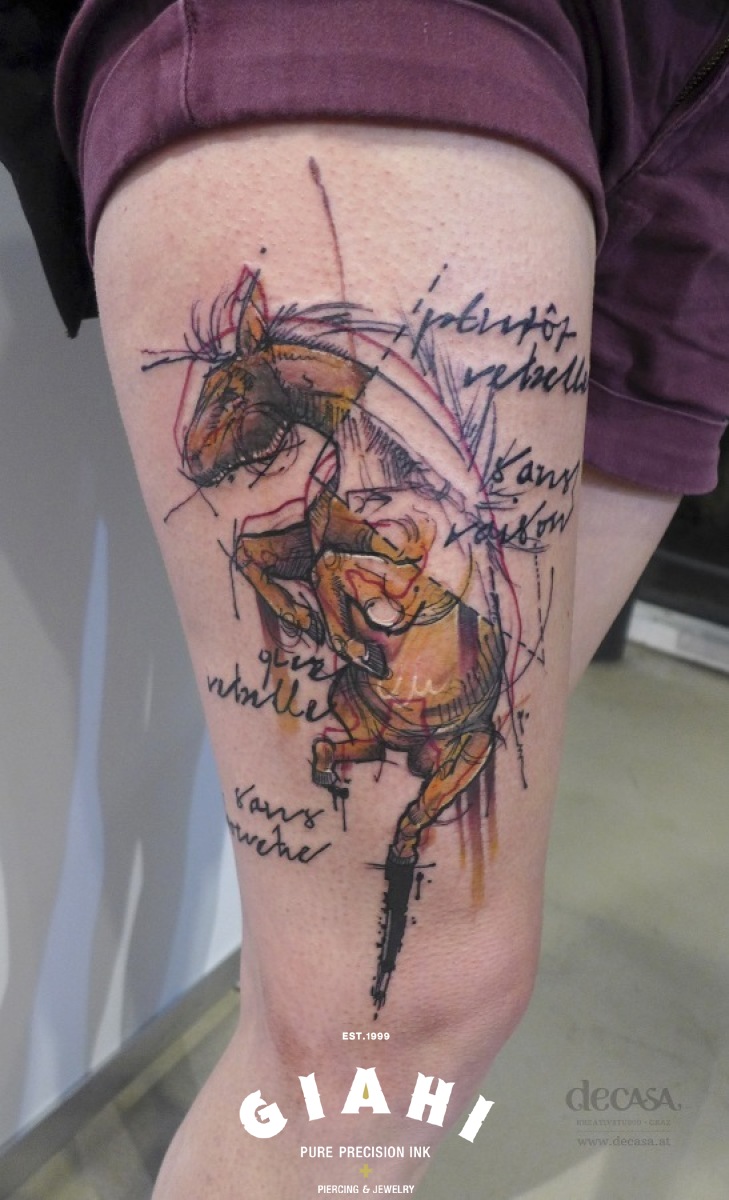 Old Book Drawing Horse Schematic tattoo by Carola Deutsch