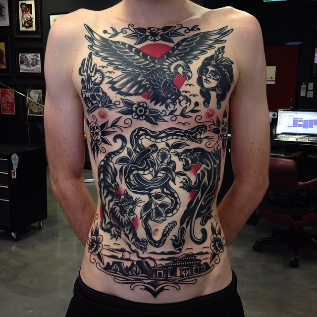 Old School Ideas Blackwork tattoo Aaron Ashworth on Body