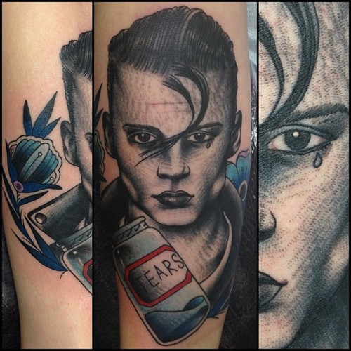 One Tear Movie tattoo by Nick Baldwin