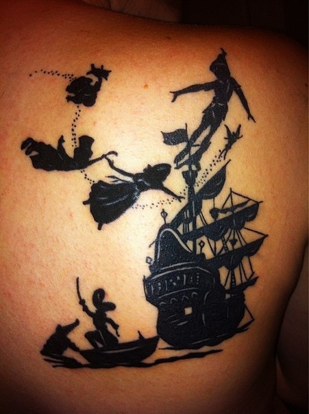 Peter Pan Blackwork Nautical tattoo