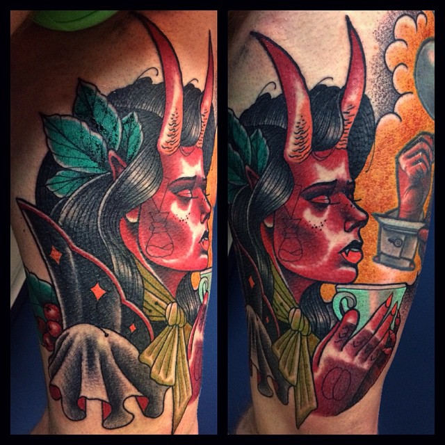 Praying Succubus tattoo by Panas Bartosz