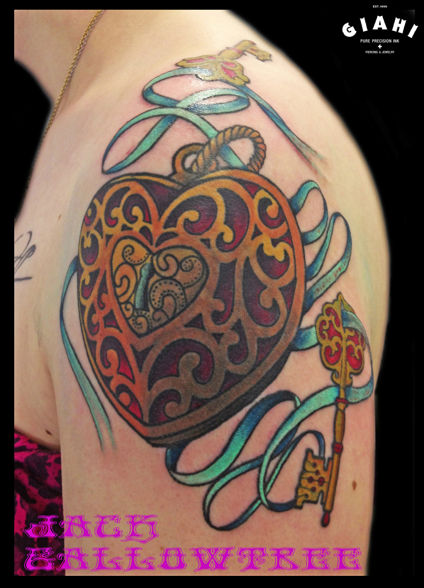 Pretty Hear Locket tattoo by Jack Gallowtree