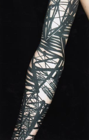 Random Structure Lines Blackwork tattoo