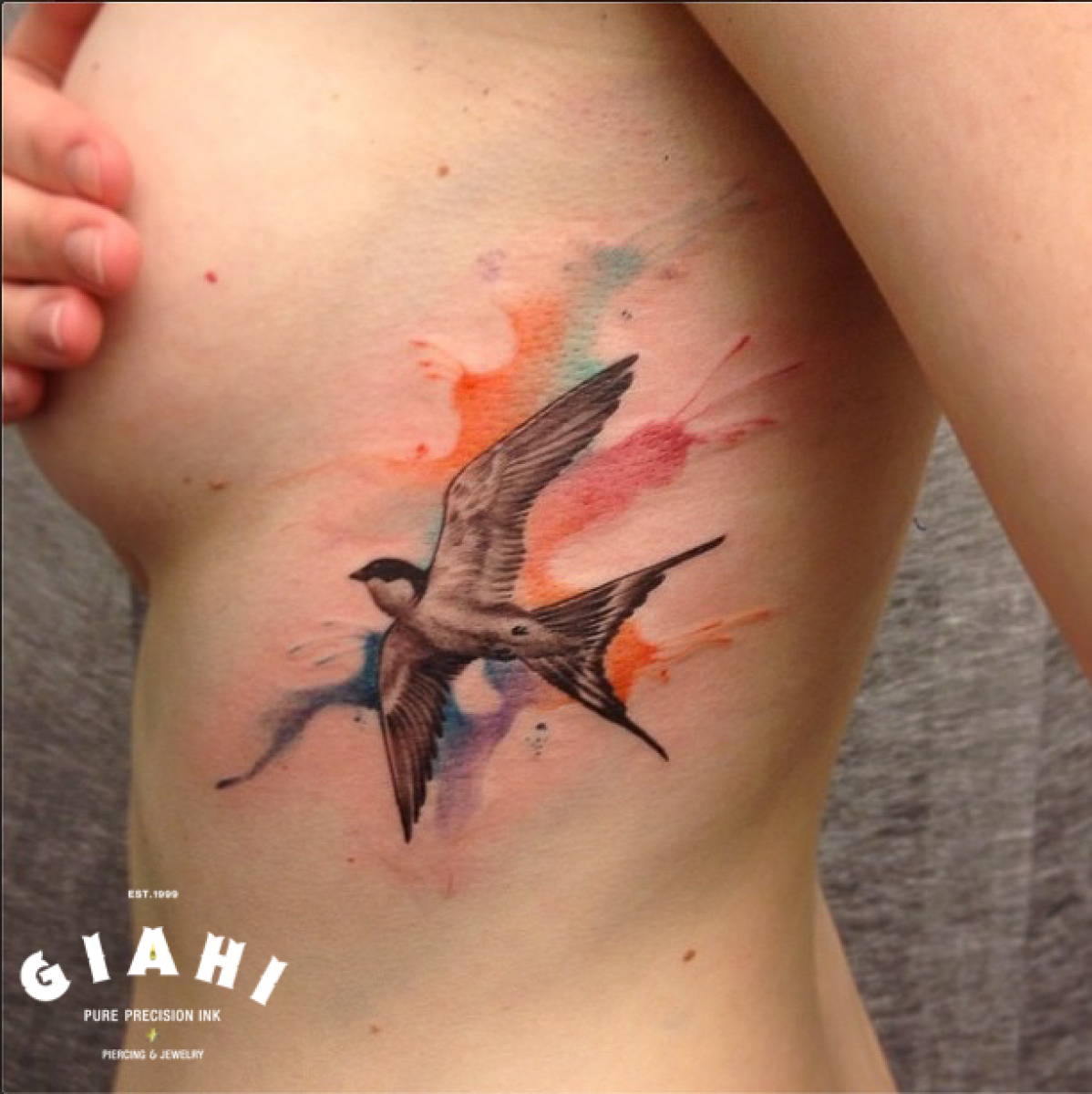 Real Swallow Auqarelle tattoo by Roony