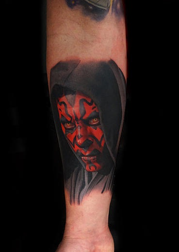 Realistic Darth Maul tattoo