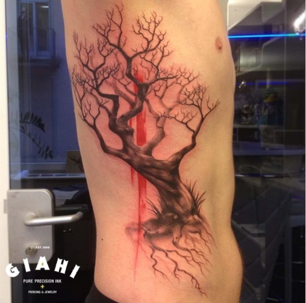 Red Brush Tree Graphic tattoo by Roony