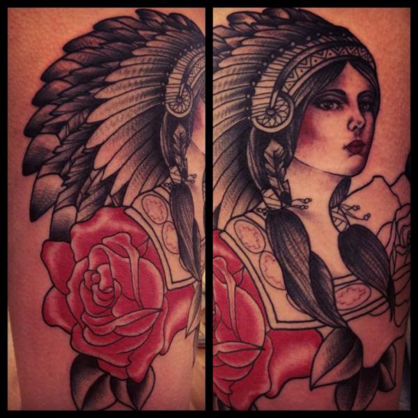 Rose Shoulder Indian Girl tattoo by