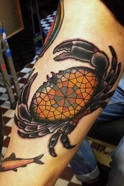 Stained Glass Crab Nautical tattoo