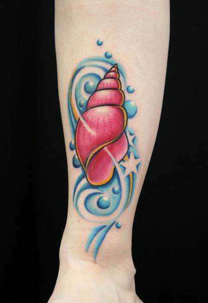 Star Sky Shell New School tattoo by Skin Deep Art