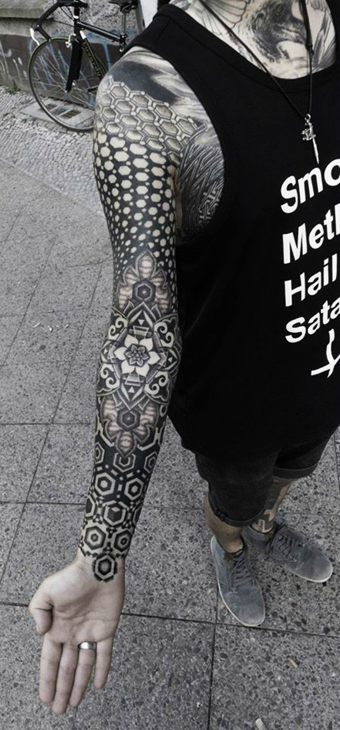 Striking Geometric Stipple Tattoos by Kenji Alucky